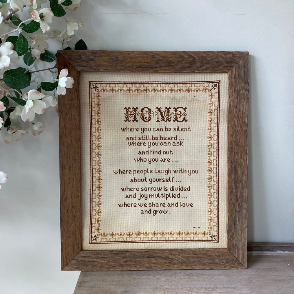 Vintage Cross-Stitch Home Framed Art